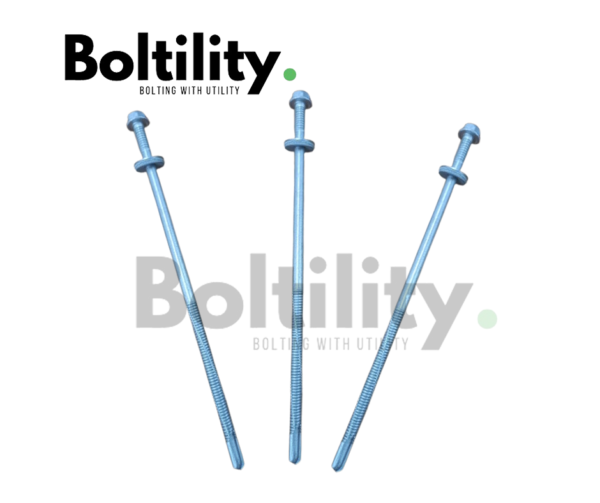 M5.5-24x190mm, Self Drilling Screw, Bi-Metal SS A4 + Carbon Steel, Hex Head (Double-Threading)